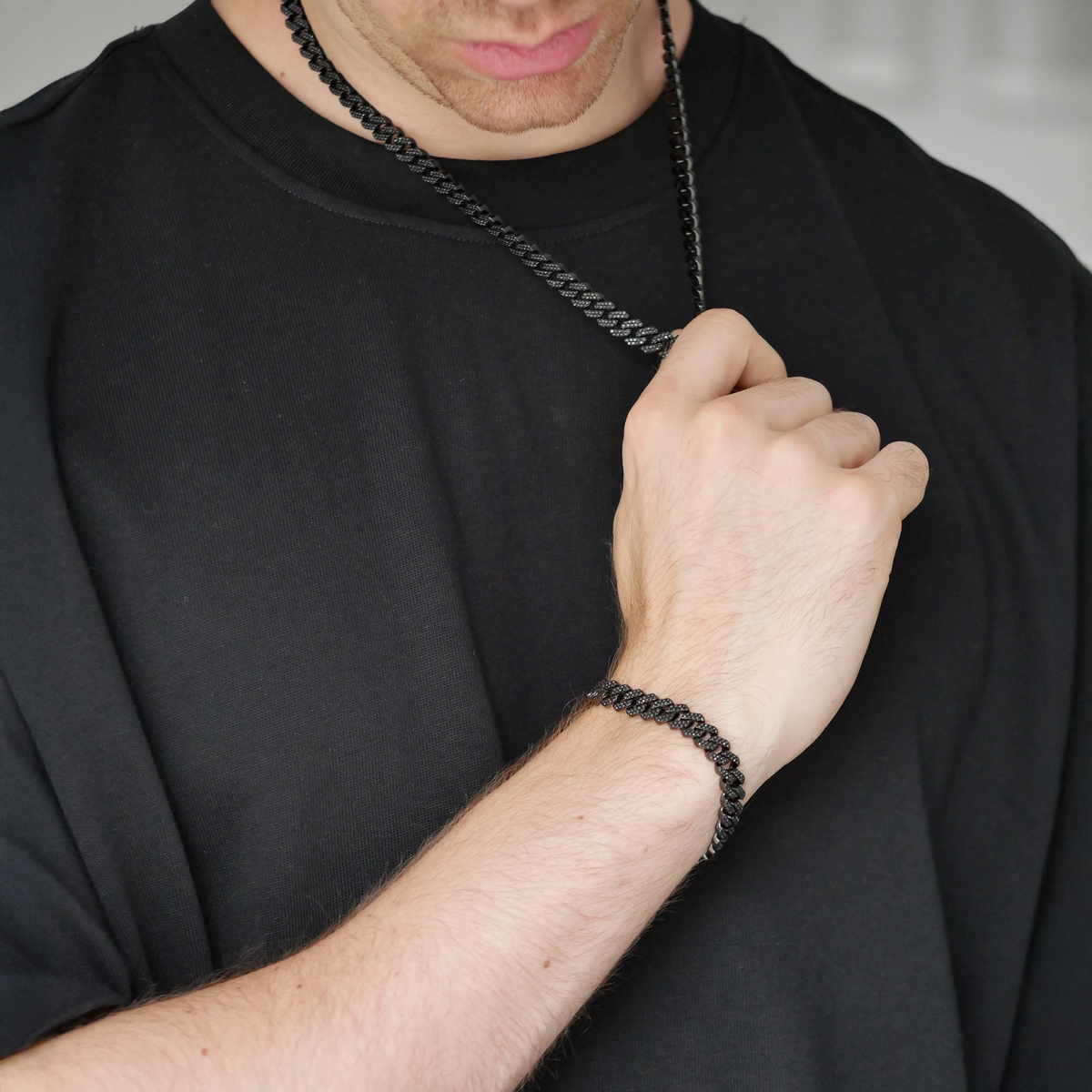 Frosted Cuban Chain & Bracelet Set (8MM)