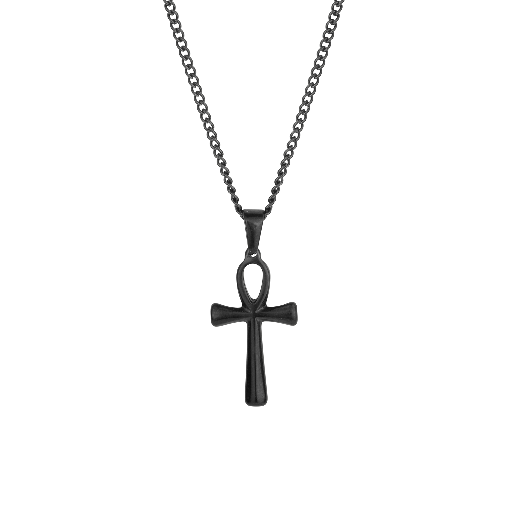 black ankh pendant, front