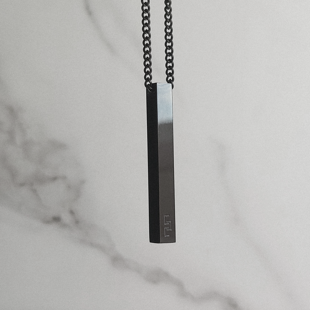 Hanging black bar pendant