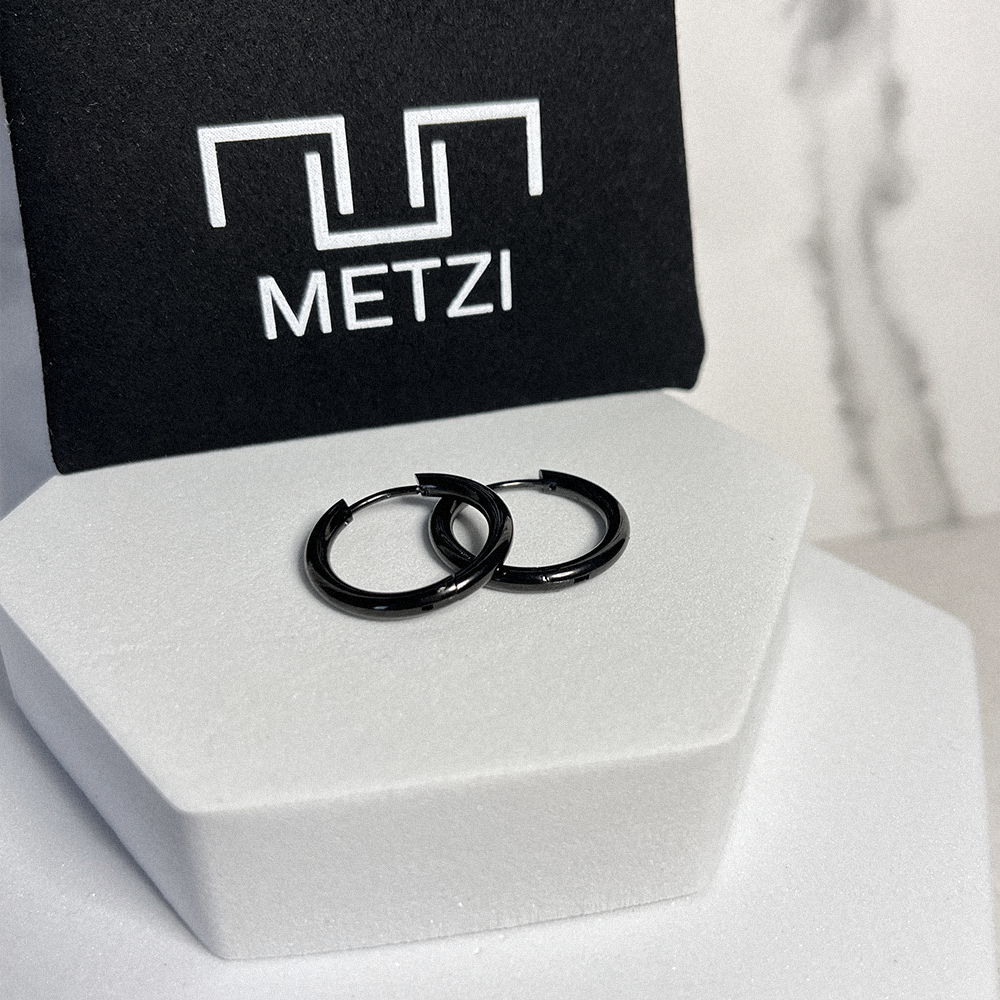 Black Hoop Earrings (16mm)