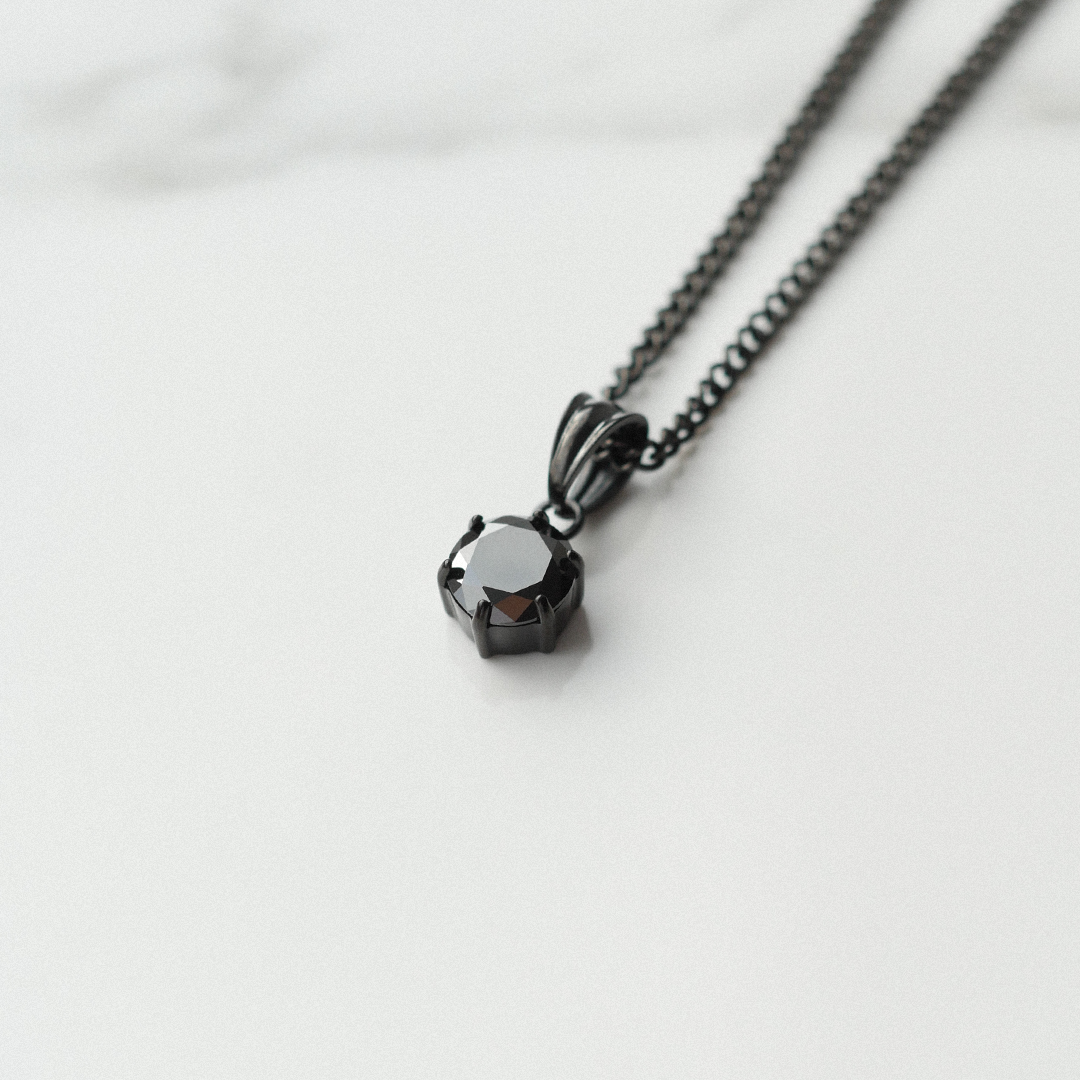Midnight Round Gemstone Pendant