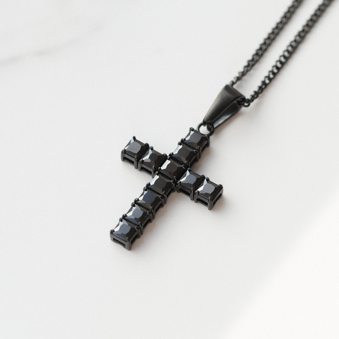 Midnight Gemstone Cross Pendant