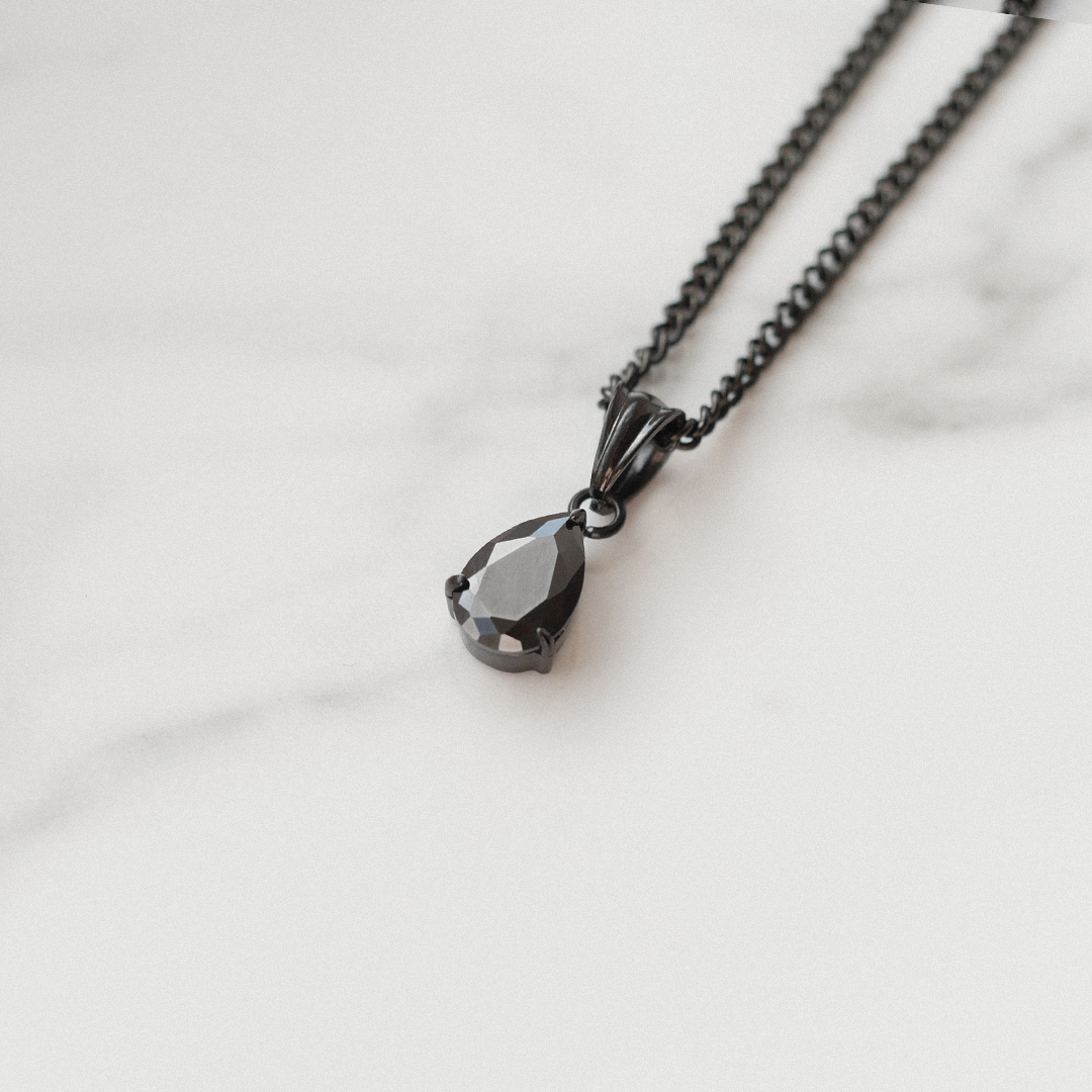 Midnight Teardrop Gemstone Pendant