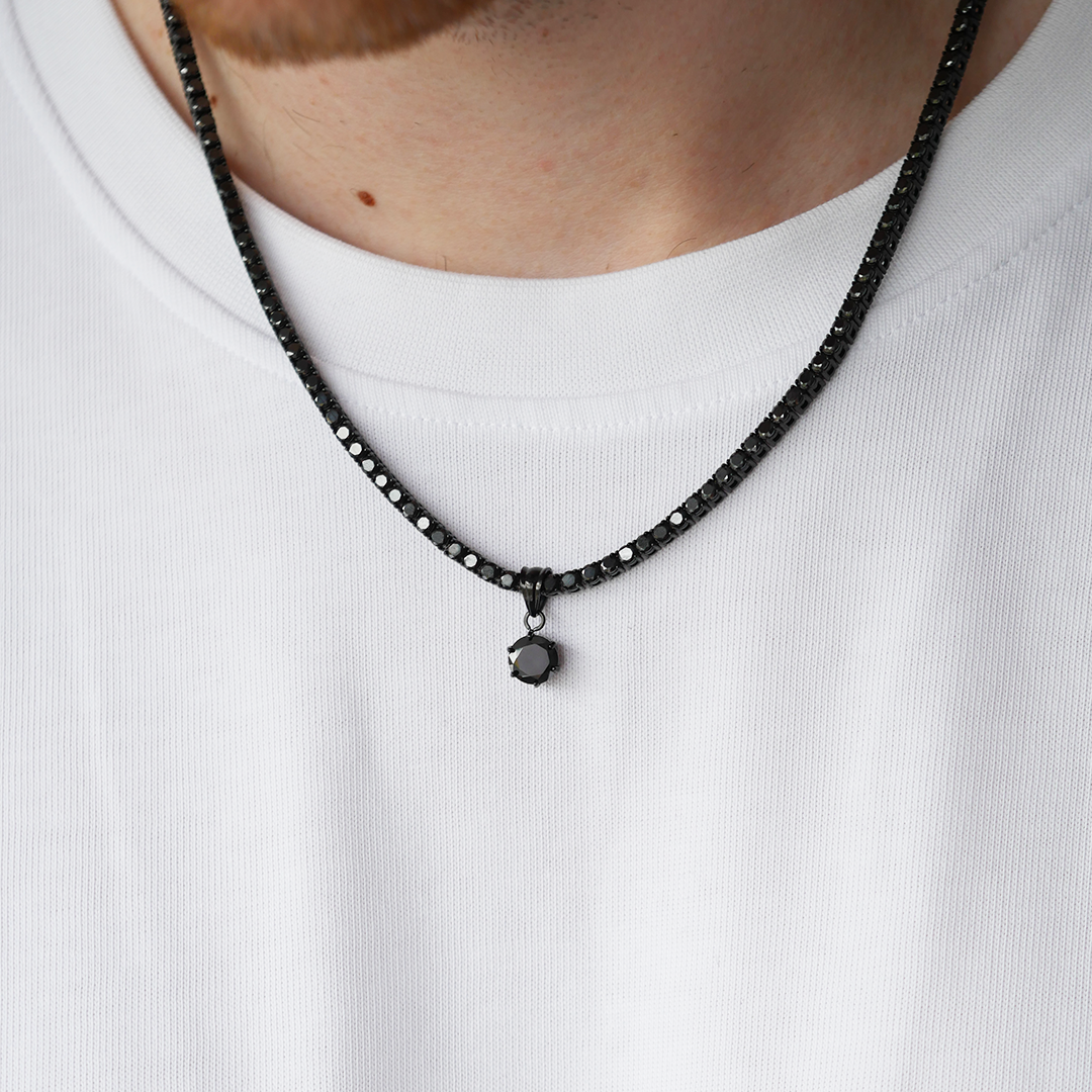 Midnight Round Gemstone Pendant