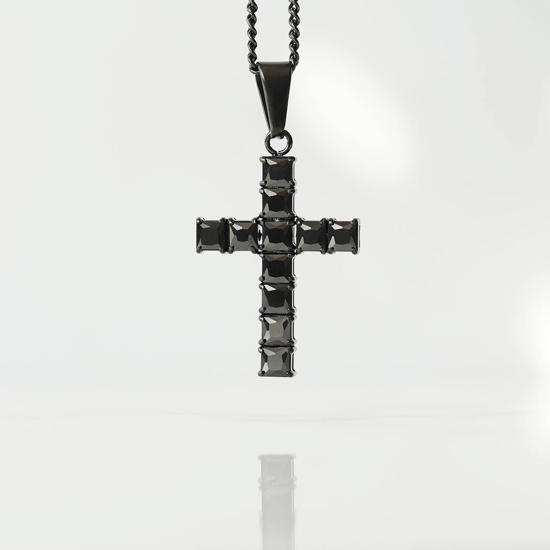 Midnight Gemstone Cross Pendant