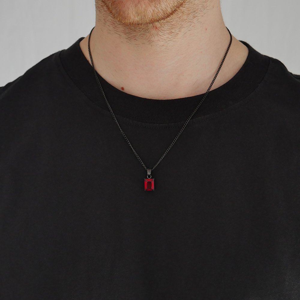 Ember Square Gemstone Pendant