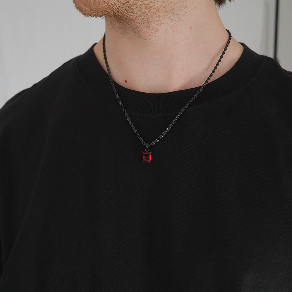 Ember Square Gemstone Pendant