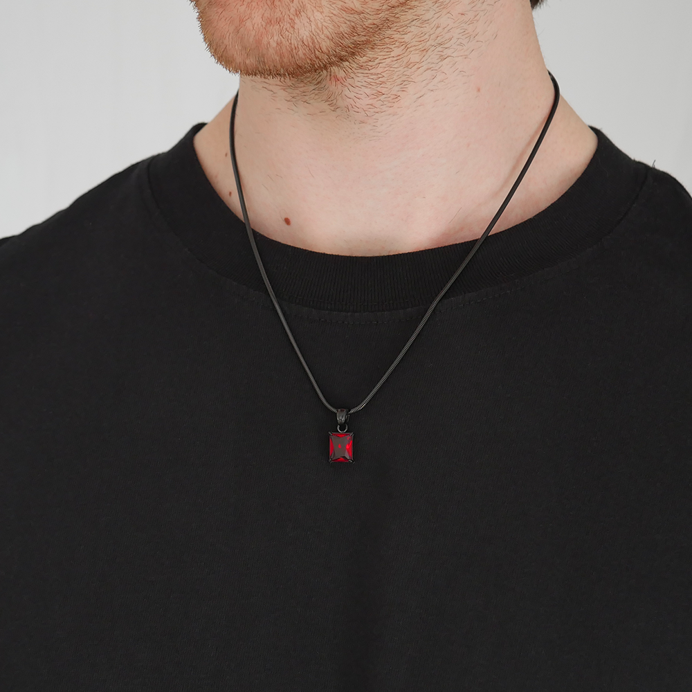 Ember Square Gemstone Pendant