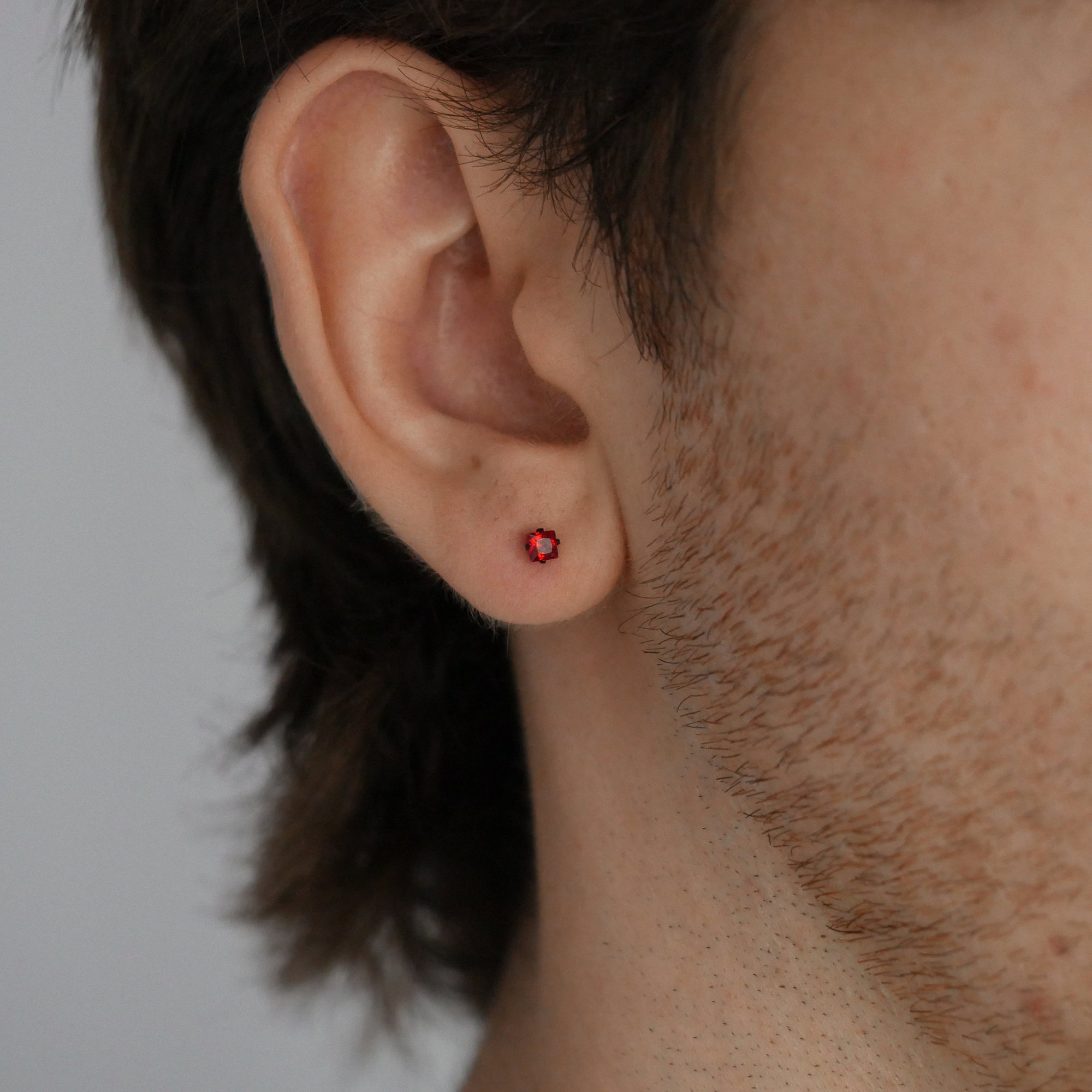 Ember Square Gemstone Studs (3mm)