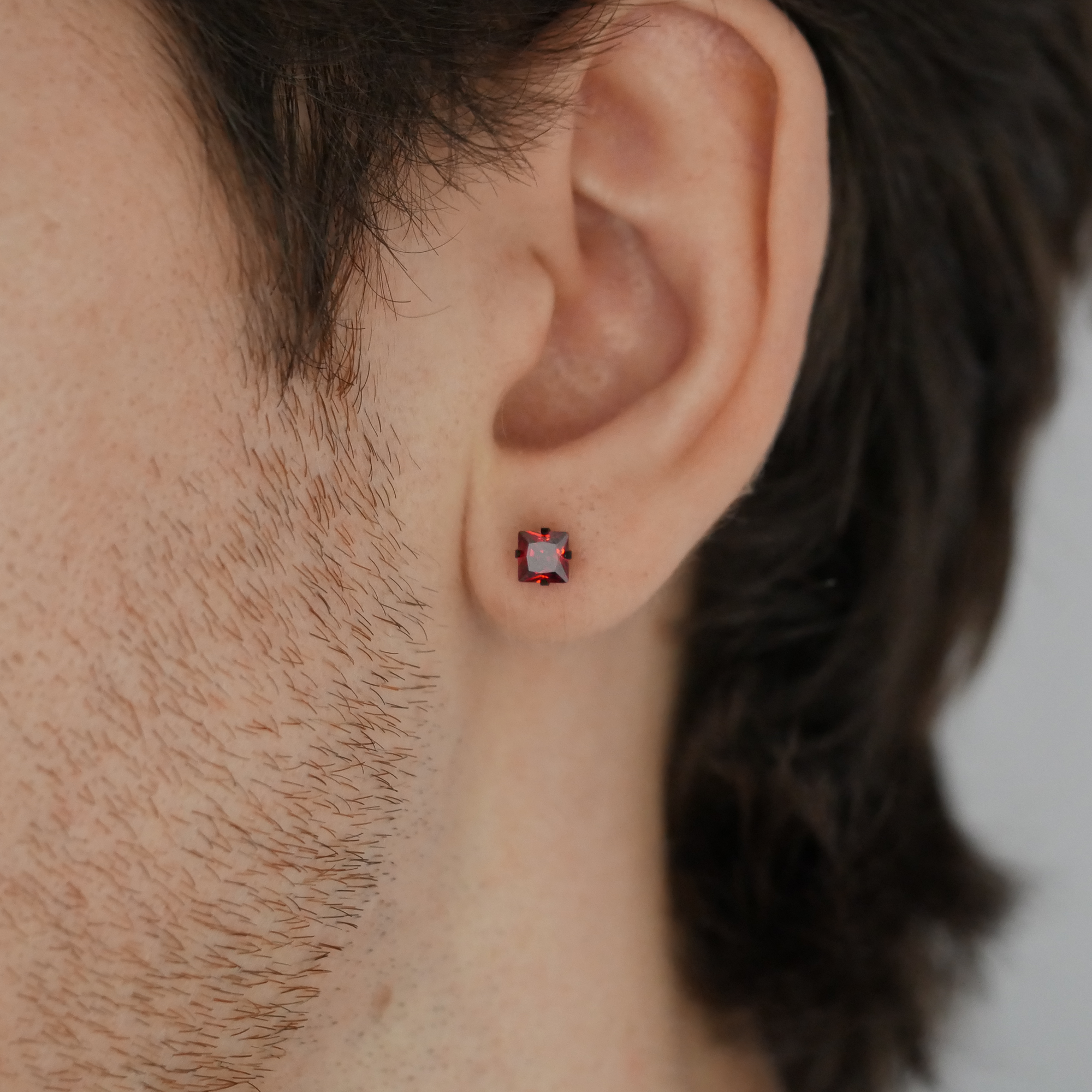 Ember Square Gemstone Studs (5mm)