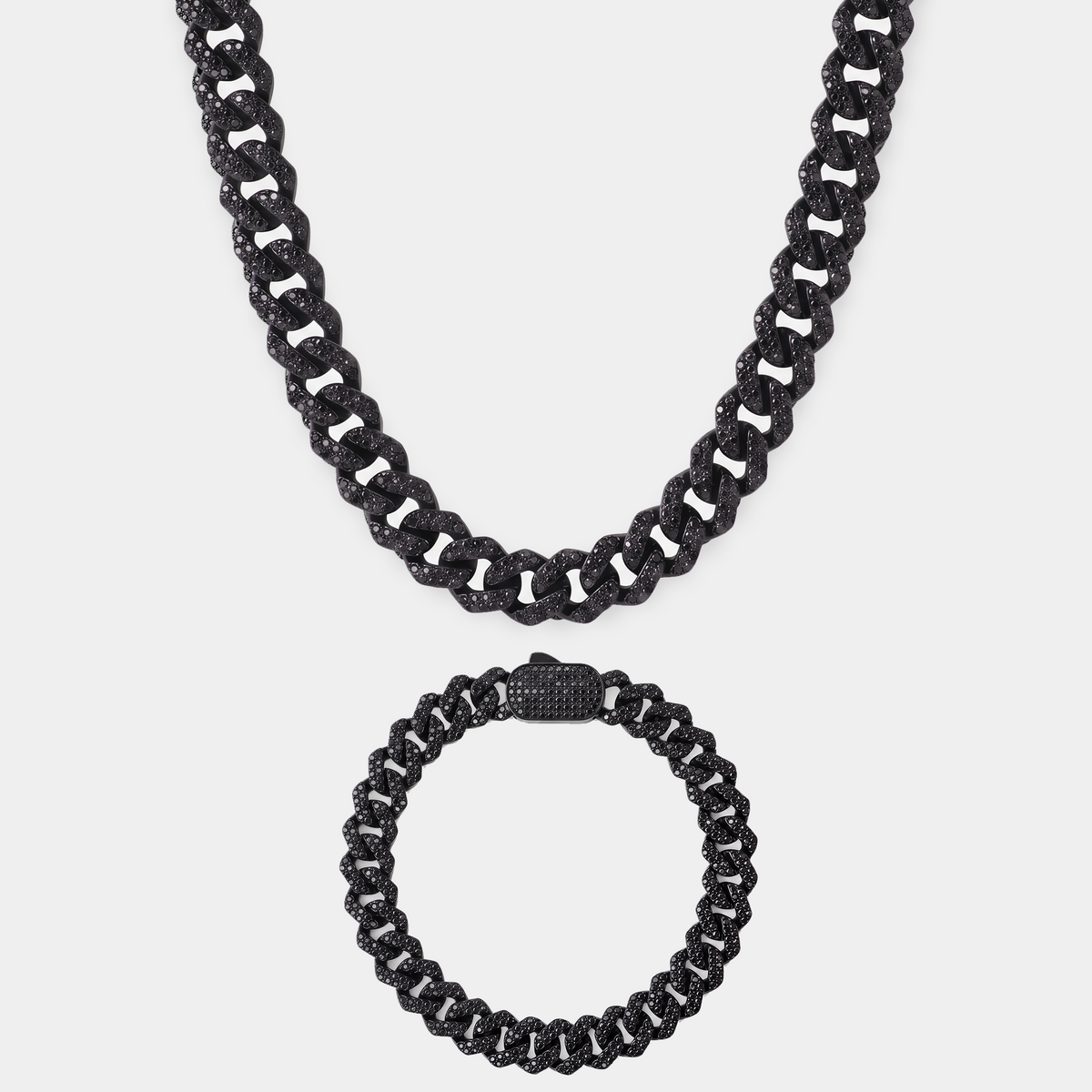 Frosted Cuban Chain & Bracelet Set (10MM)