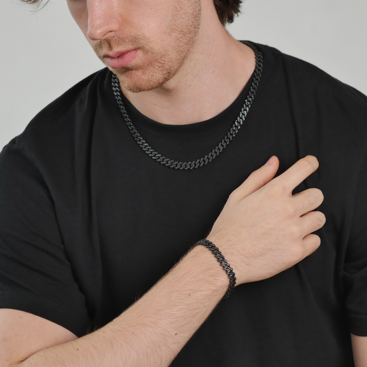 Frosted Cuban Chain & Bracelet Set (8MM)