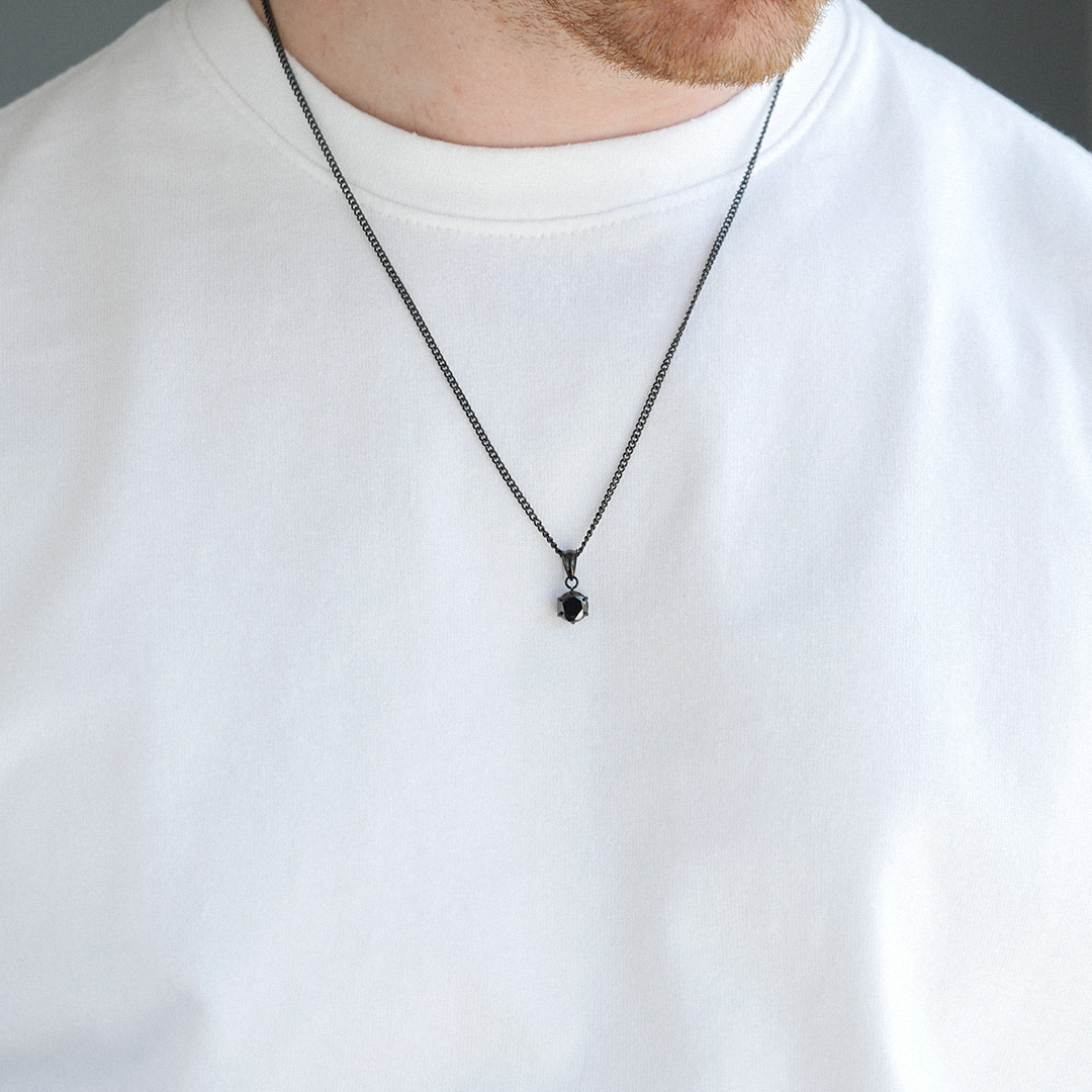 Midnight Round Gemstone Pendant