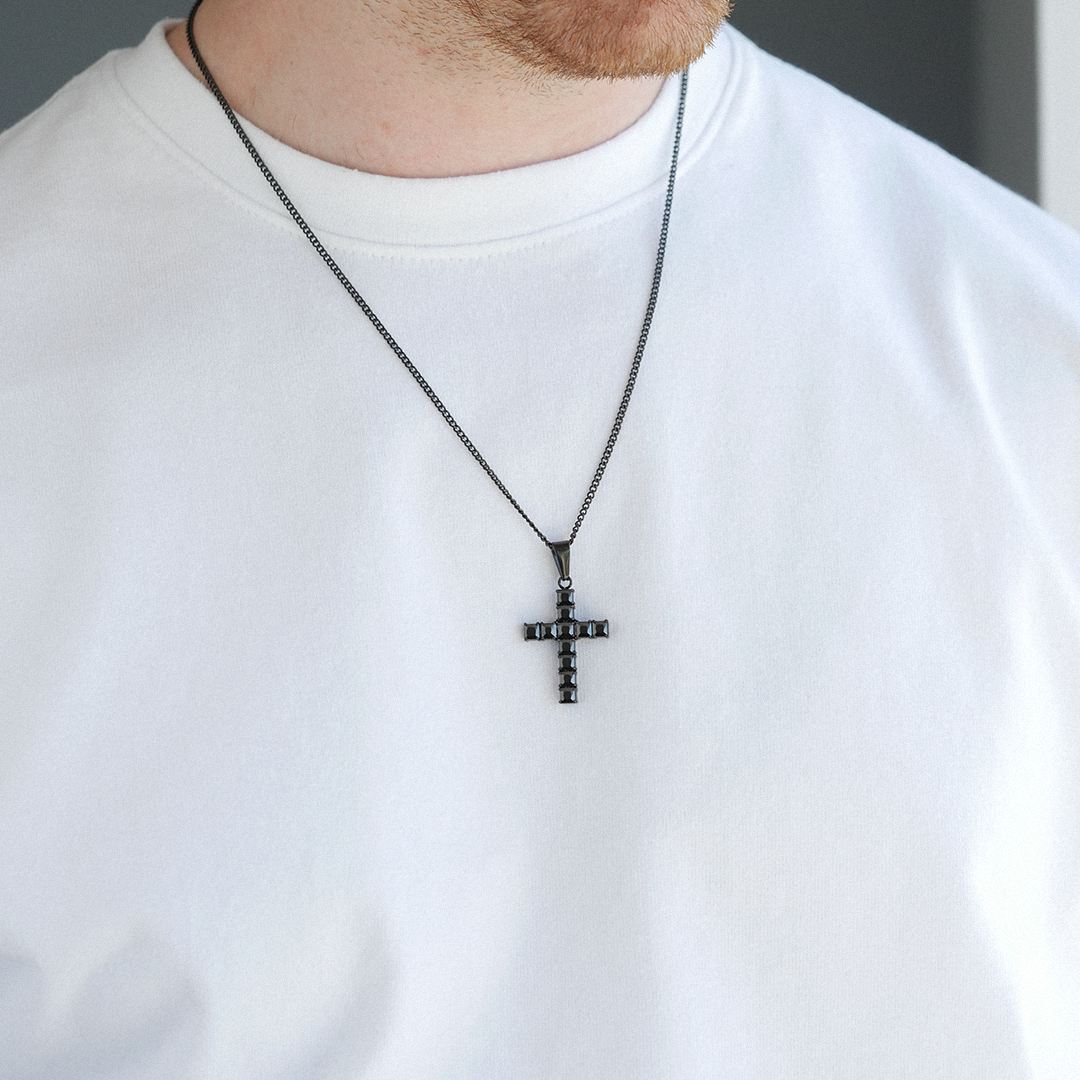 Midnight Gemstone Cross Pendant