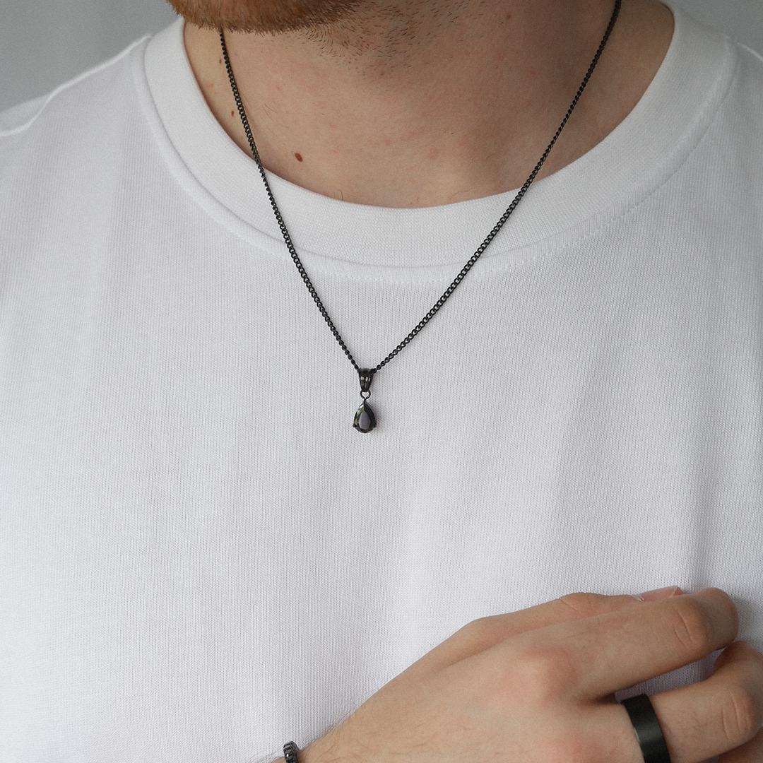 Midnight Teardrop Gemstone Pendant