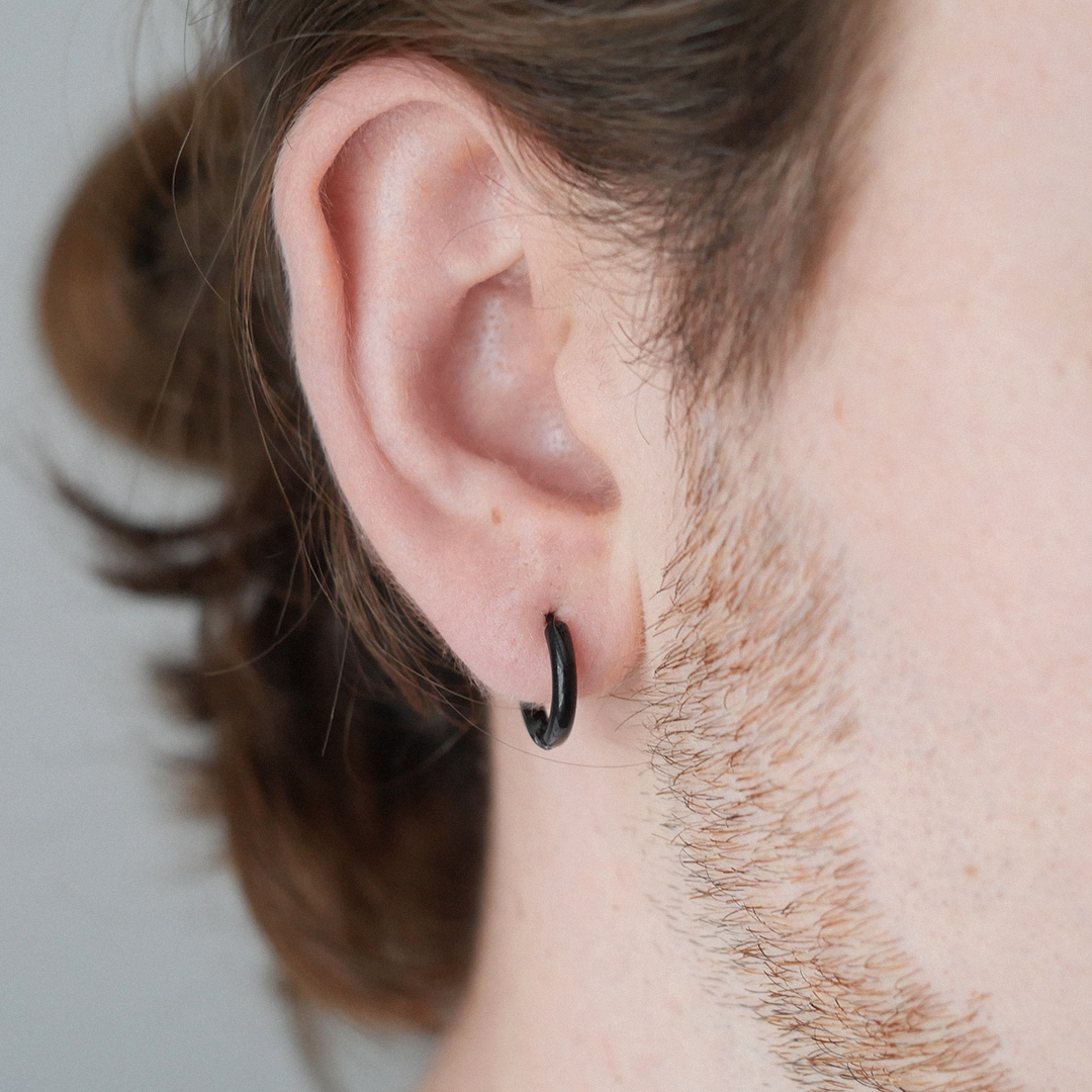 Black Hoop Earrings (10mm)