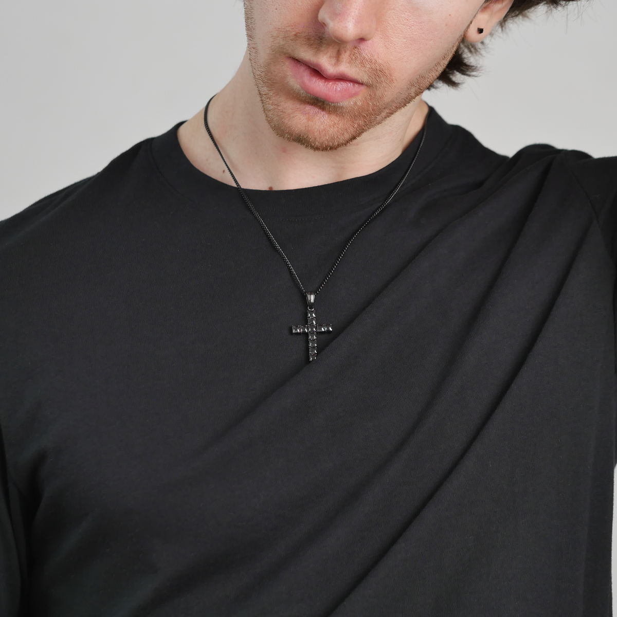 Midnight Gemstone Cross Pendant