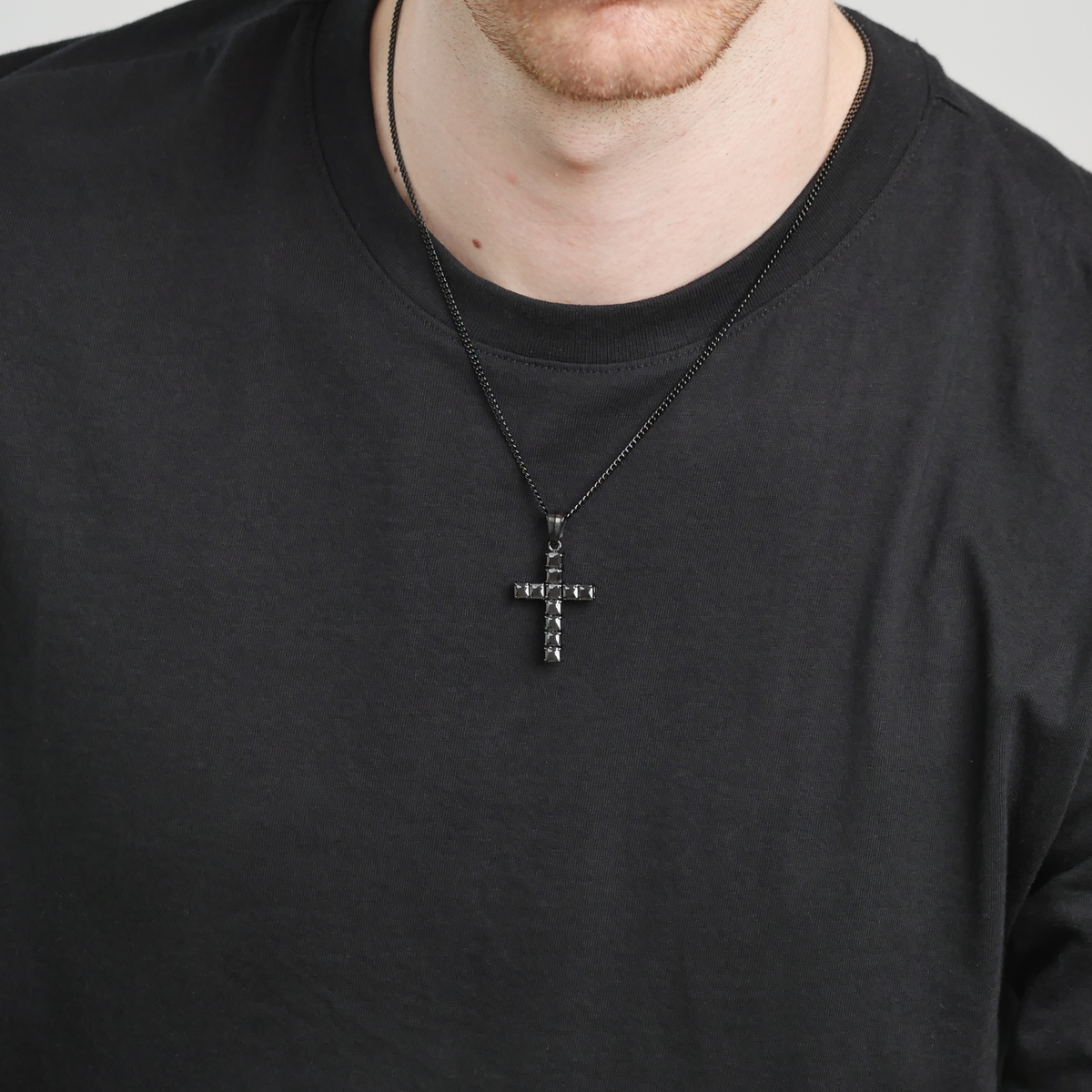 Midnight Gemstone Cross Pendant