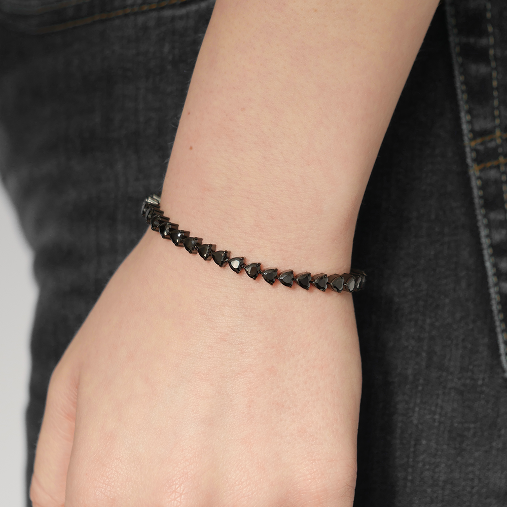 Midnight Heart Tennis Bracelet (4mm)