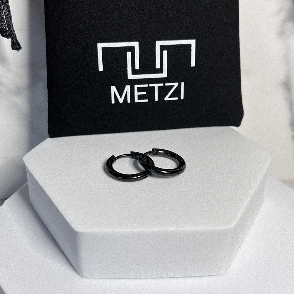 Black Hoop Earrings (12mm)