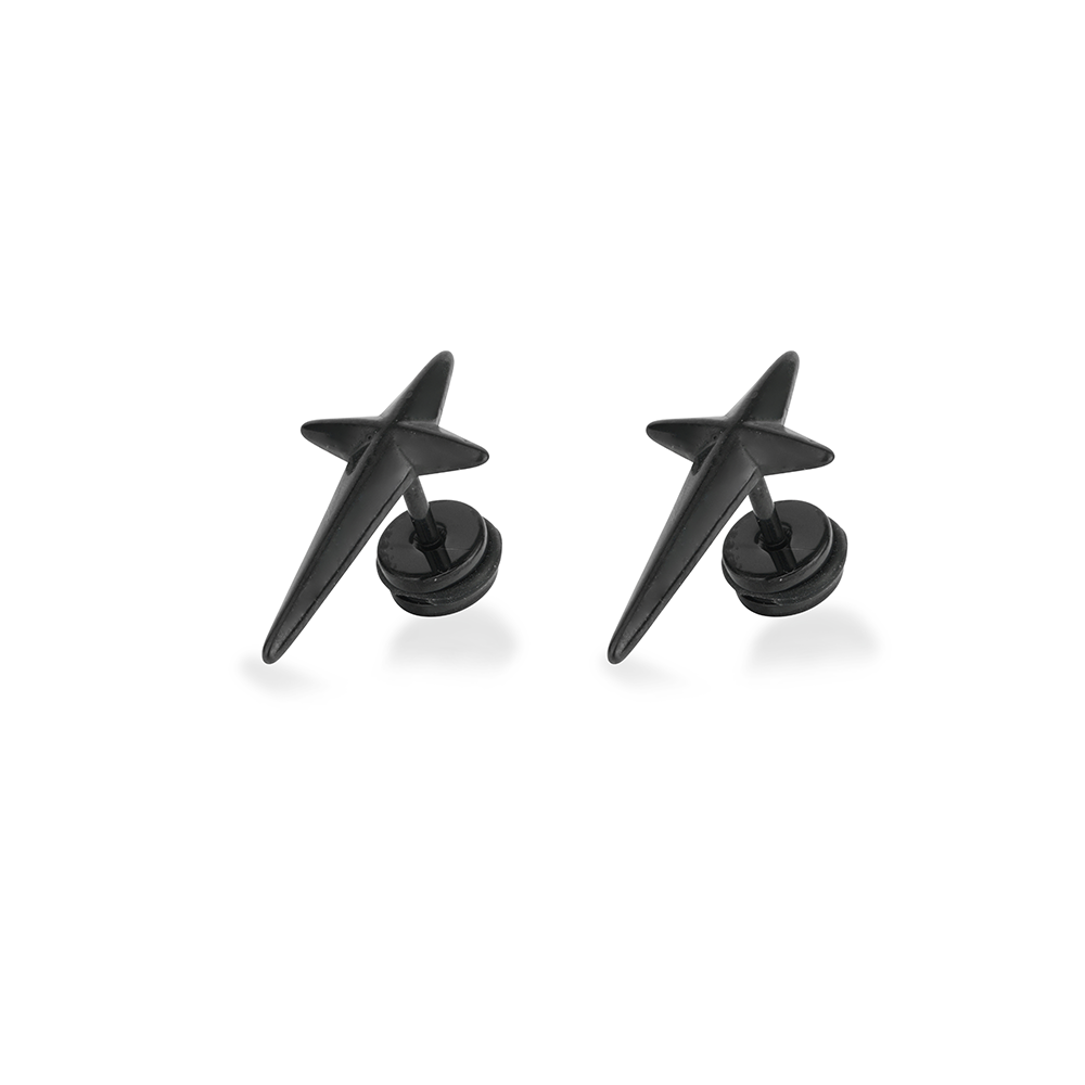 Black Long Star Studs