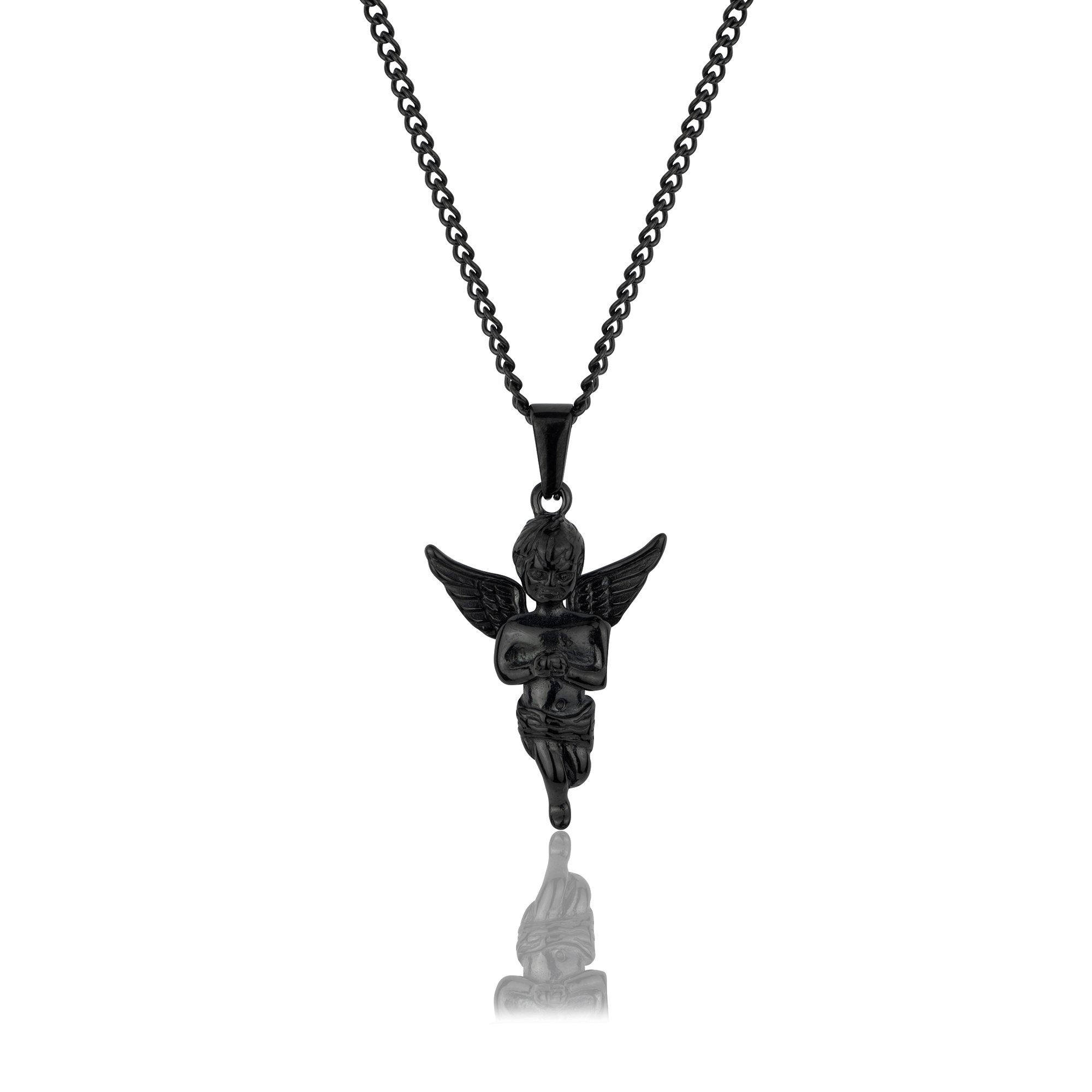 Black angel pendant, front