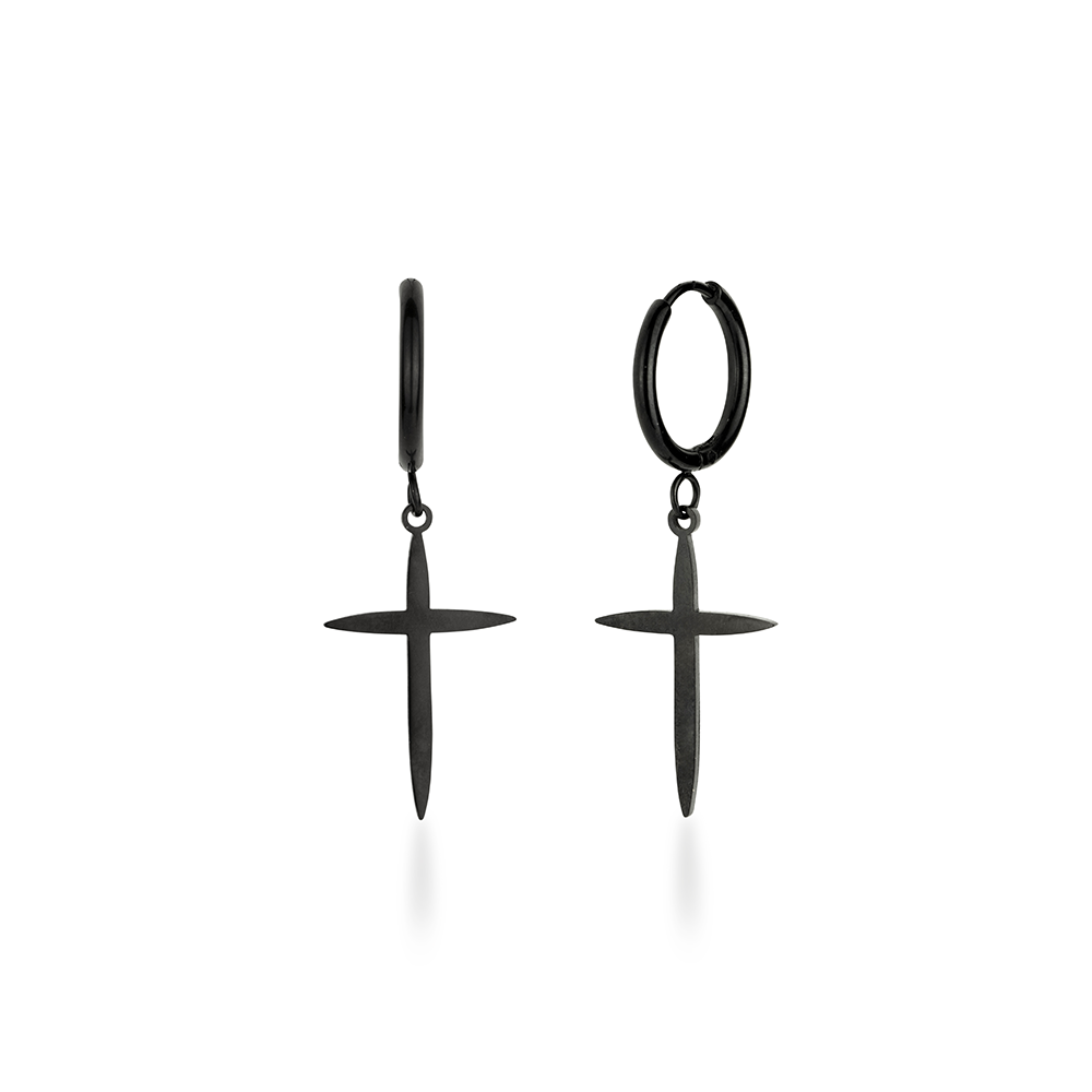 Cross Hoop Earring, front and side