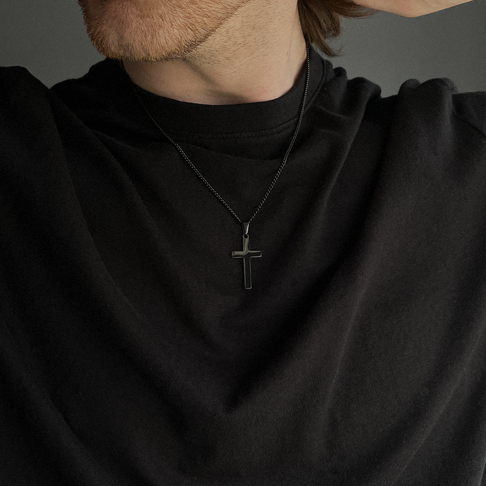 Black Cross Pendant, modeled front