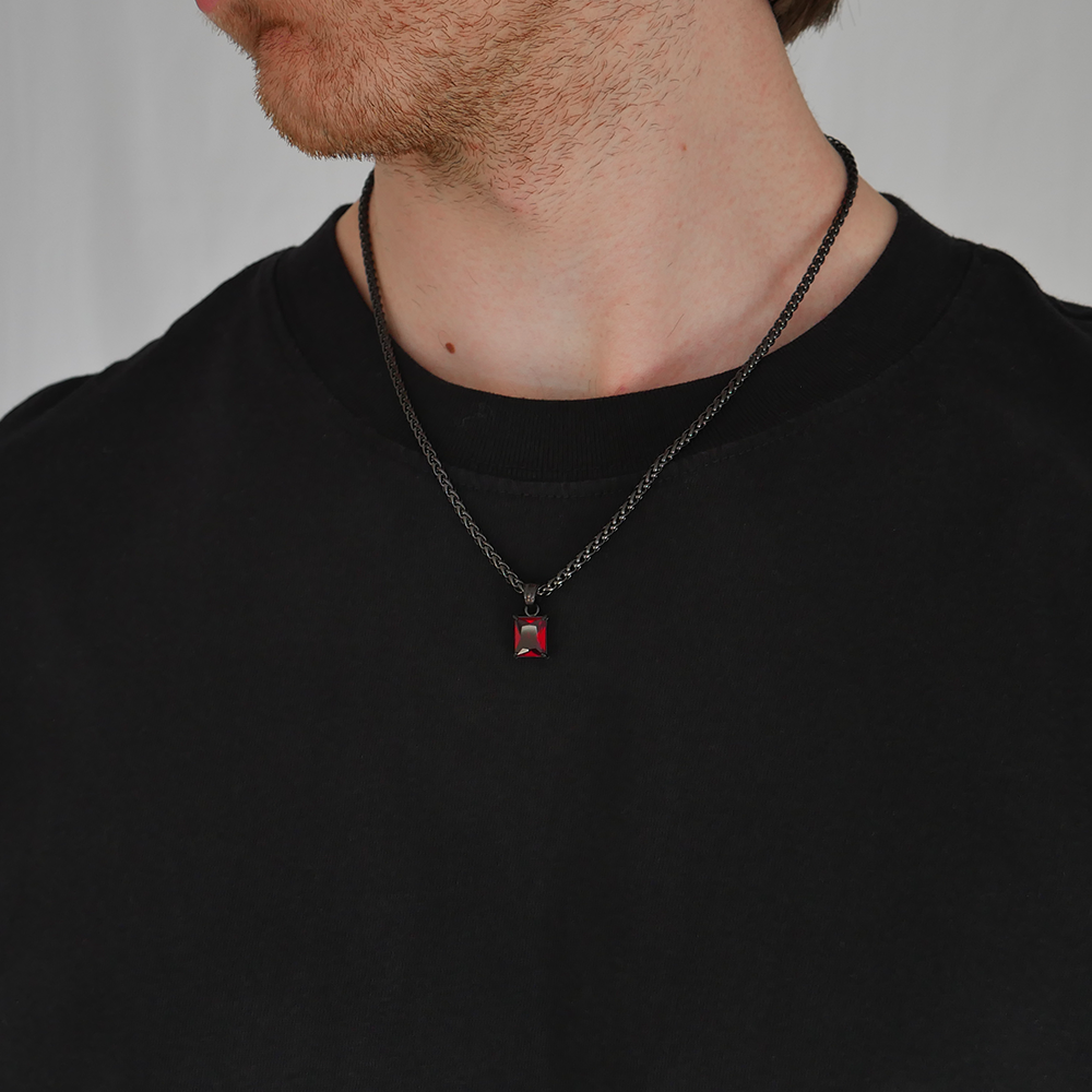 Ember Square Gemstone Pendant