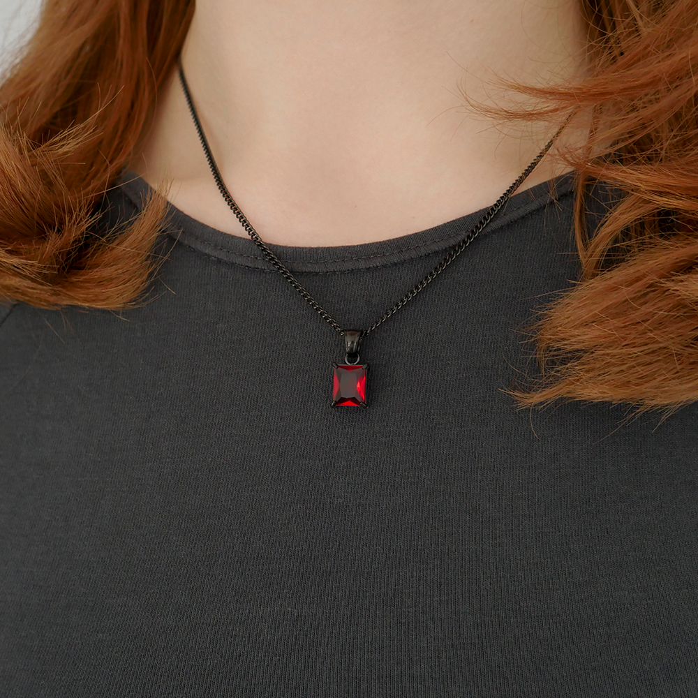 Ember Square Gemstone Pendant