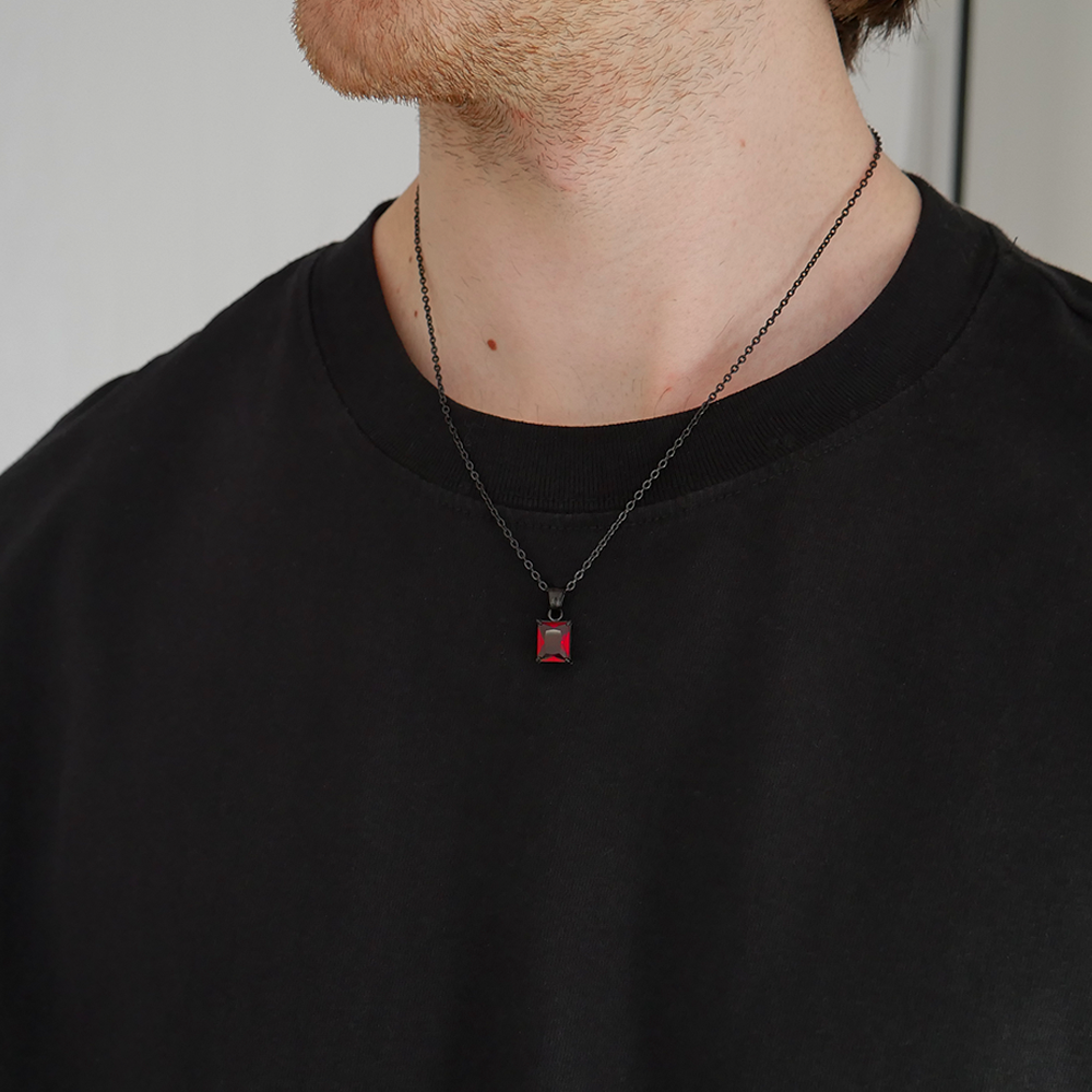 Ember Square Gemstone Pendant