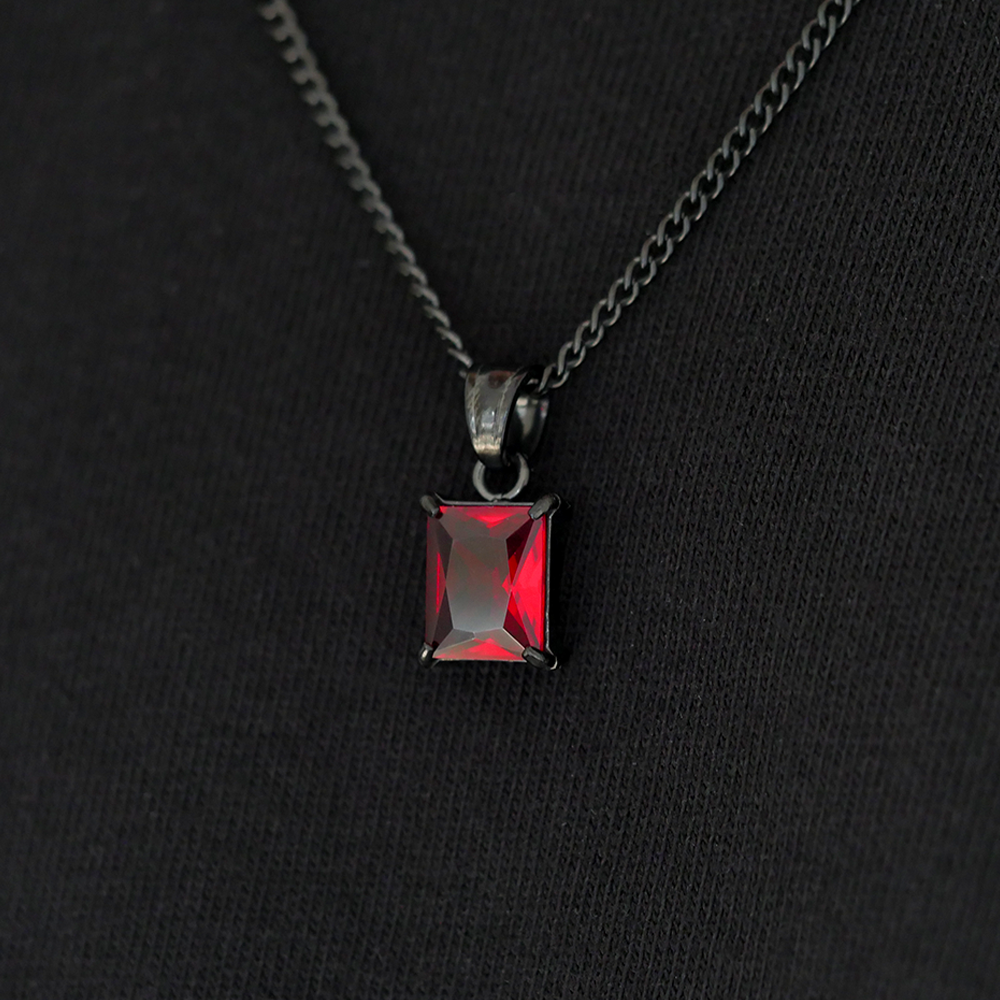 Ember Square Gemstone Pendant