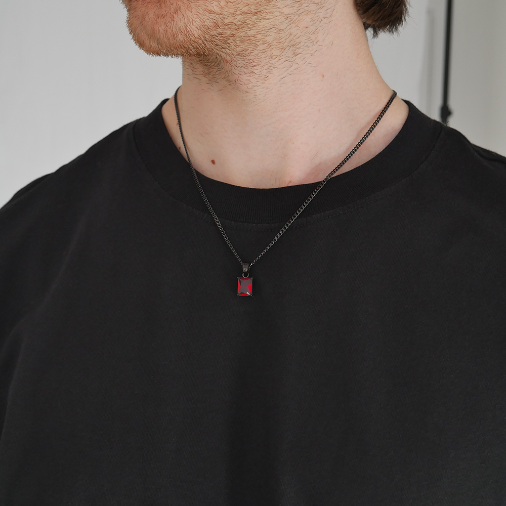 Ember Square Gemstone Pendant