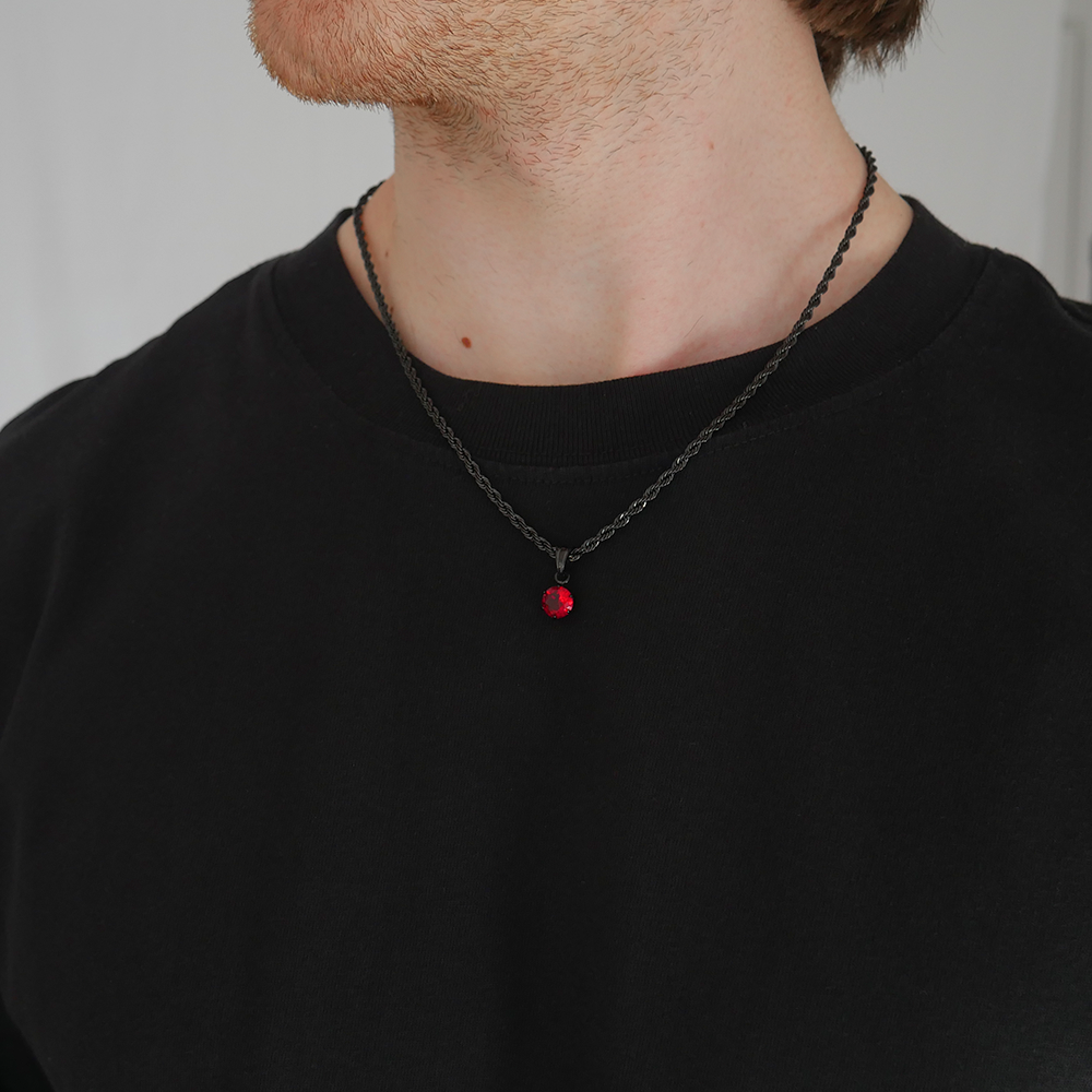 Ember Round Gemstone Pendant