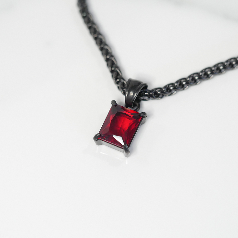 Ember Square Gemstone Pendant