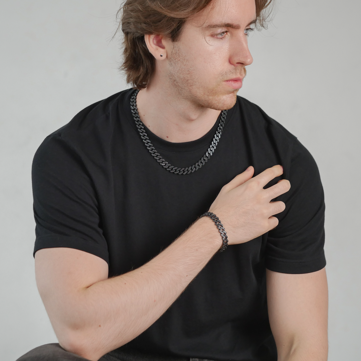 Frosted Cuban Chain & Bracelet Set (10MM)