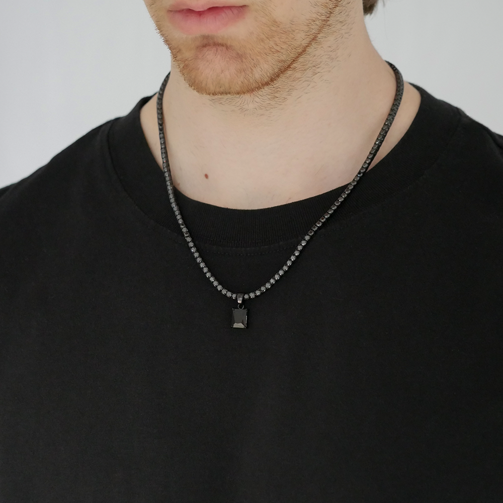 Midnight Square Gemstone Pendant