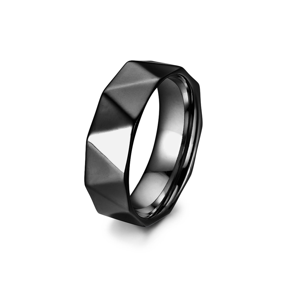 Black Geometric Band Ring