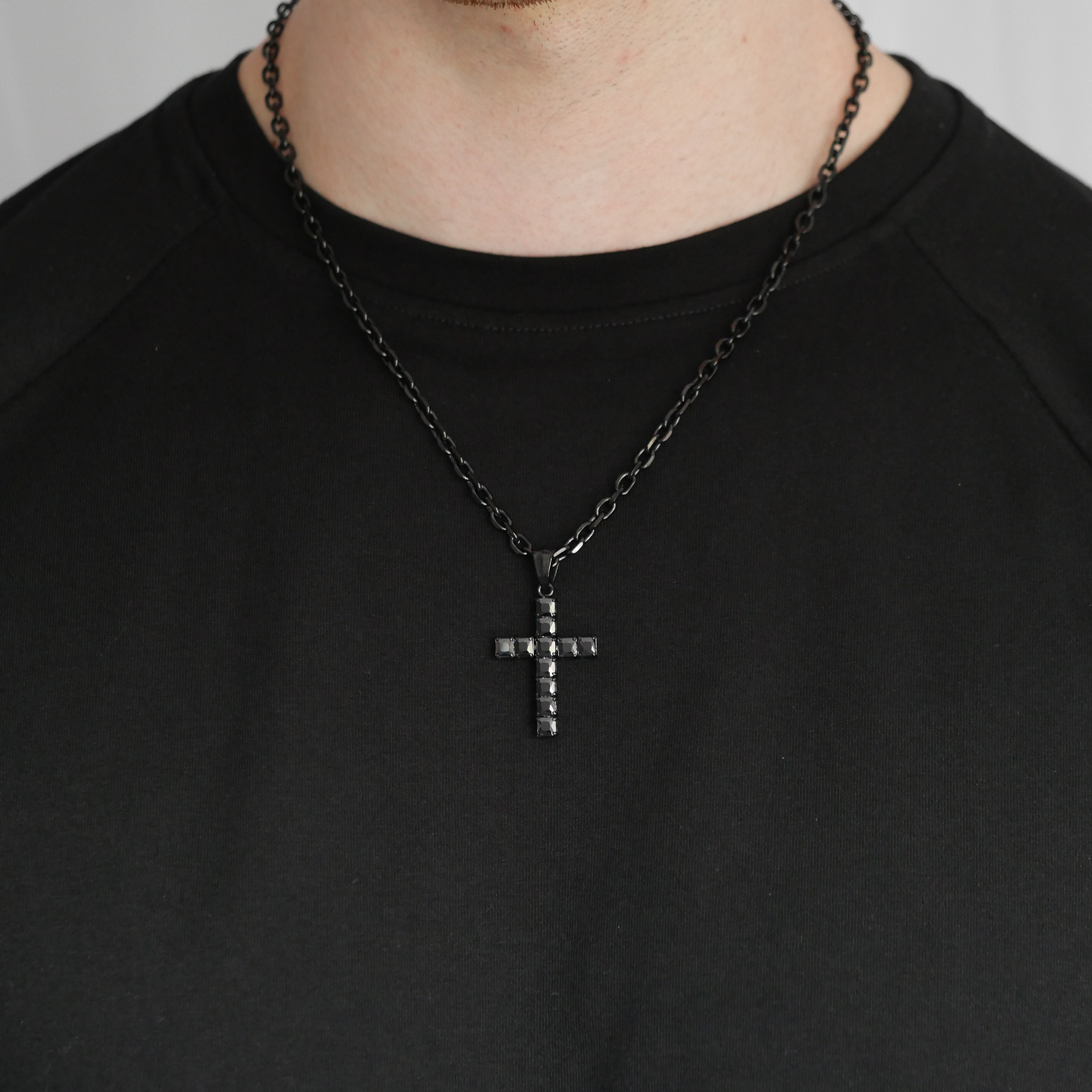 Midnight Gemstone Cross Pendant