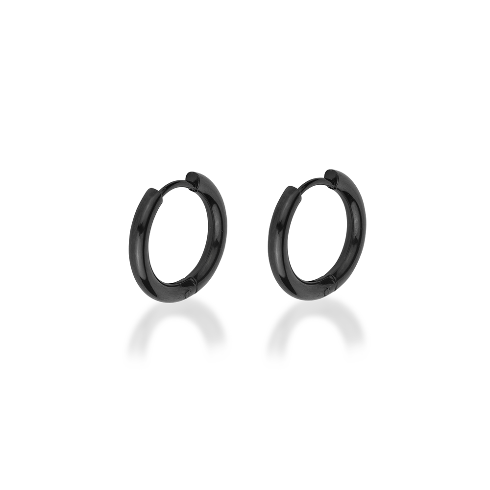 Black Hoop Earrings 12mm, front