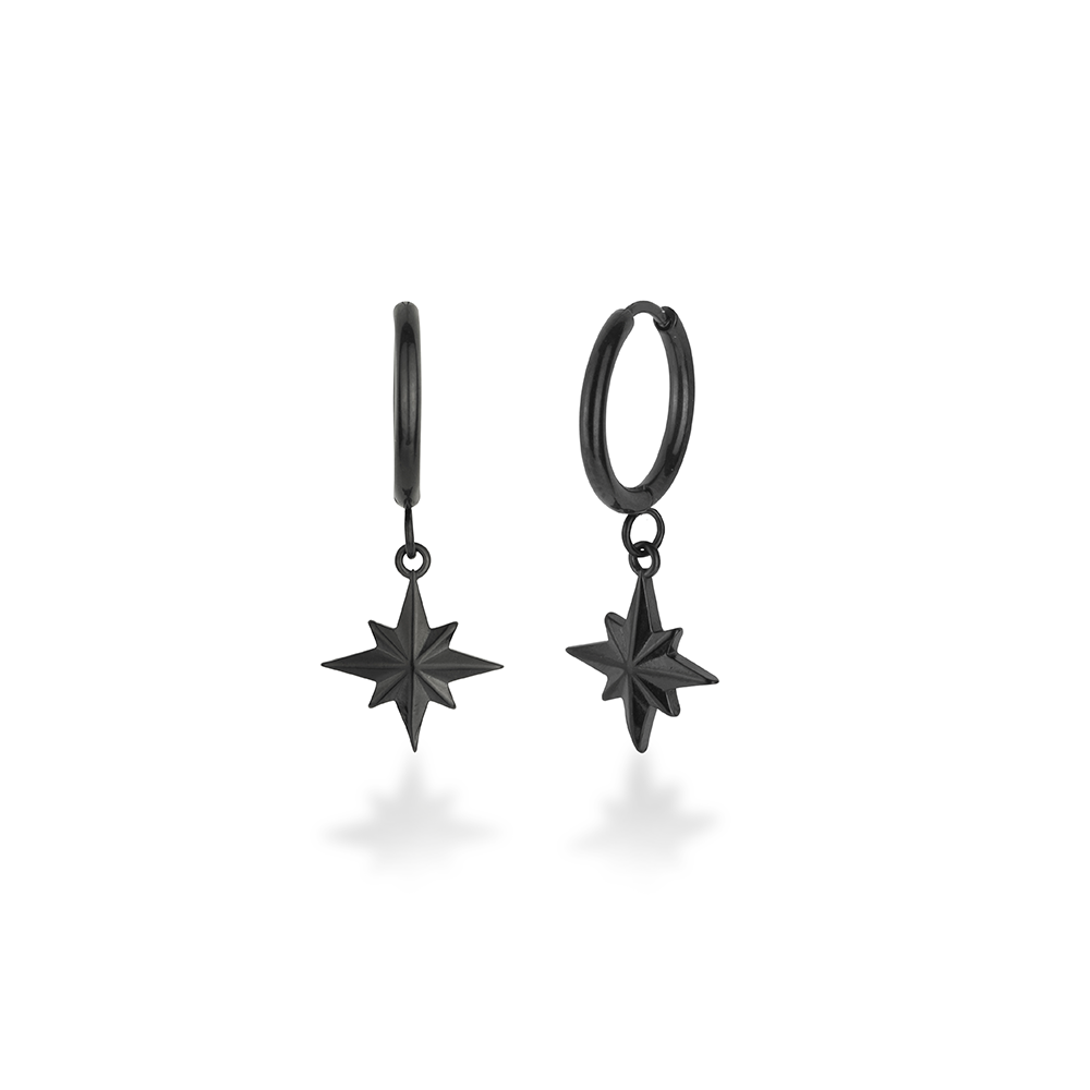 Black Star Earrings, Front