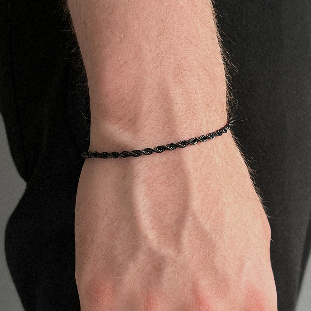 Black Rope Bracelet (3mm), Modeled