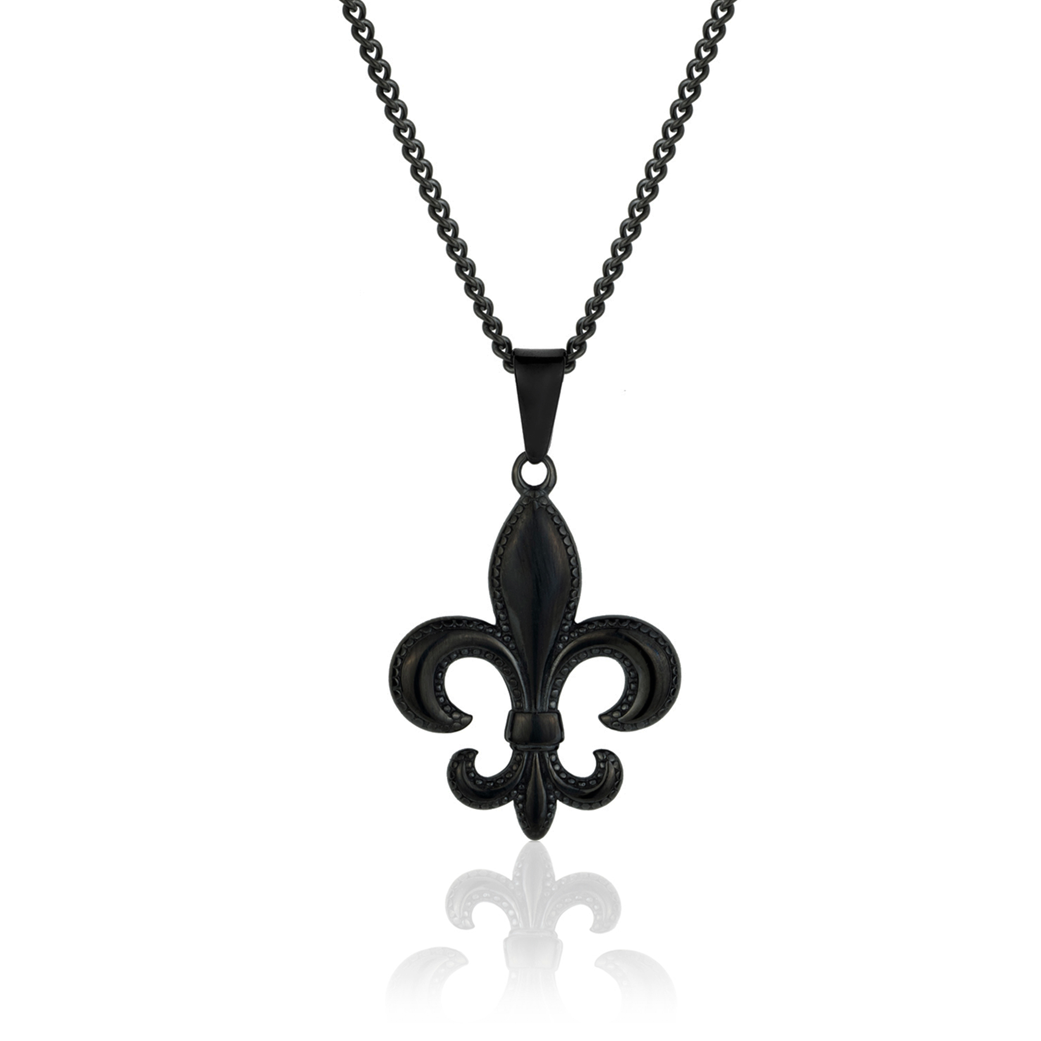 Black Fleur De Lis Pendant