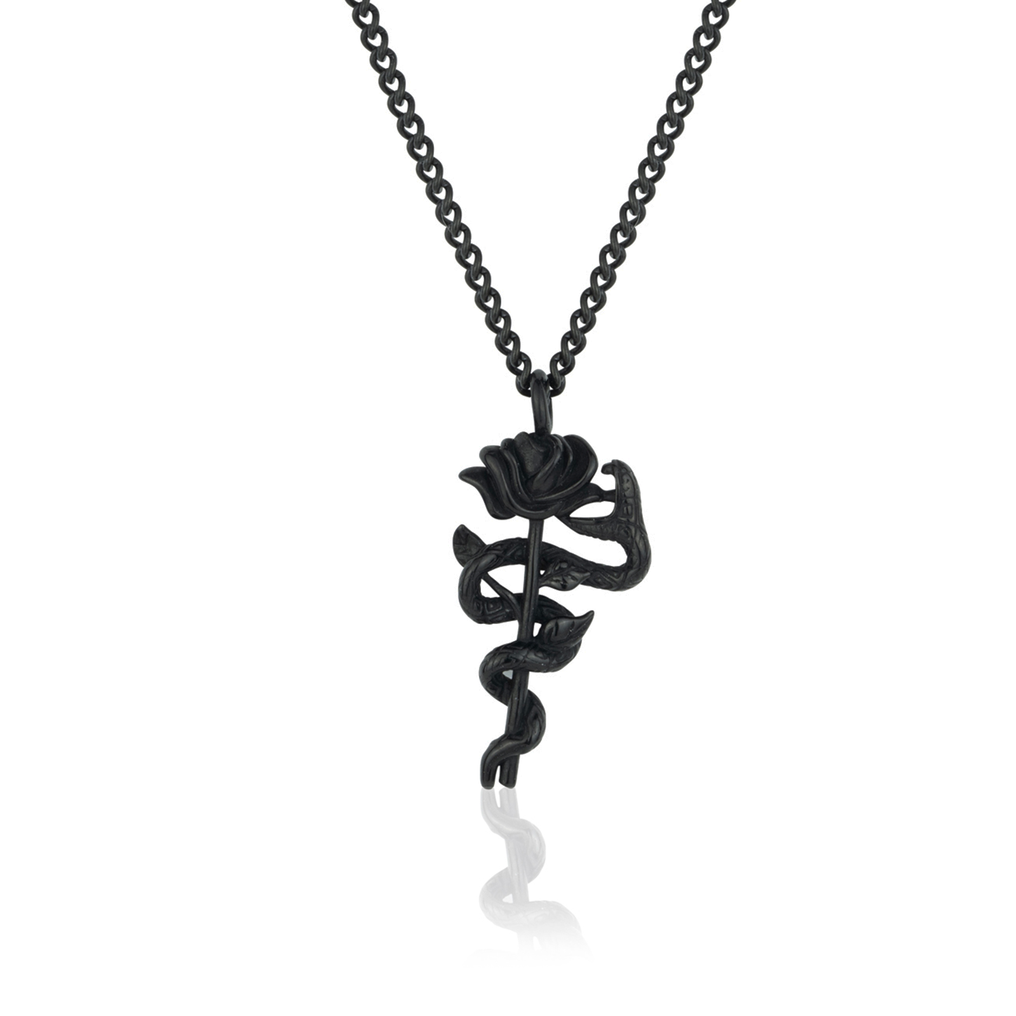 Black Serpent and Rose Pendant, Front